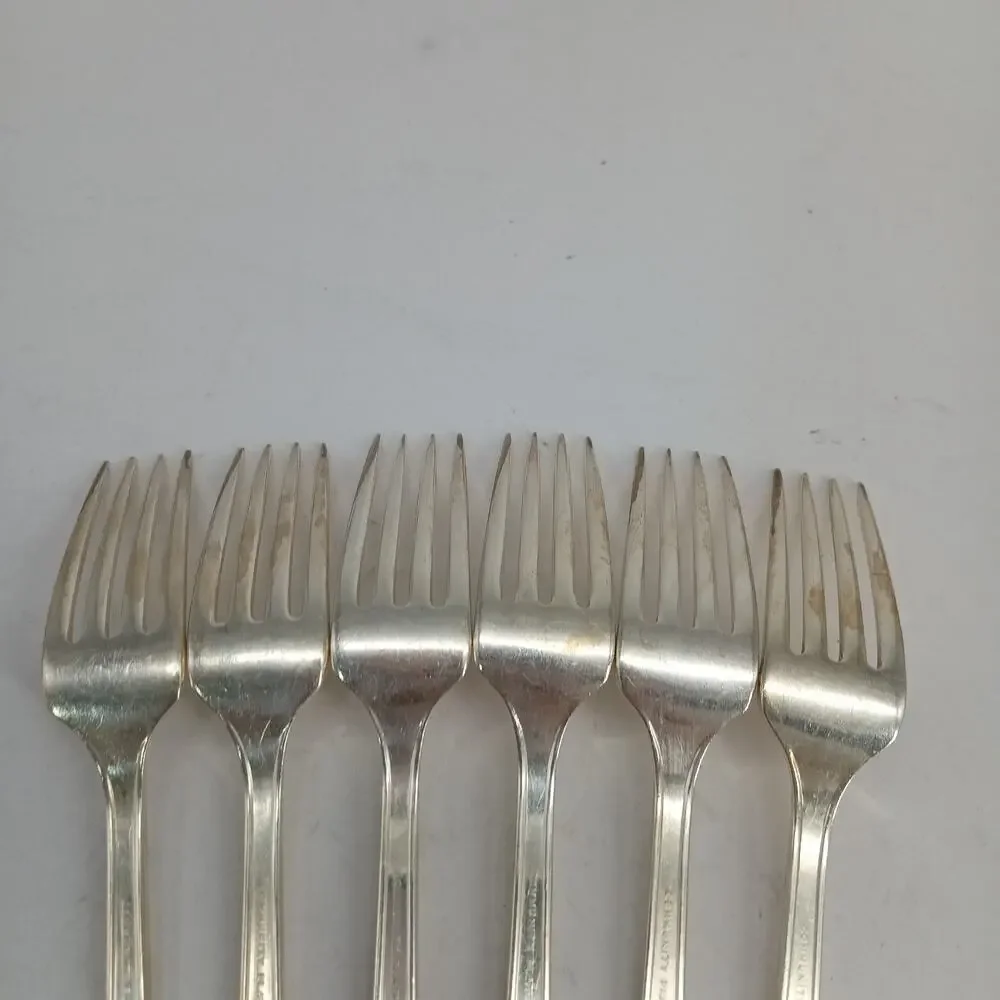 6X DF Oneida Community BERKLEY SQUARE Silverplate Dinner Forks Flatware